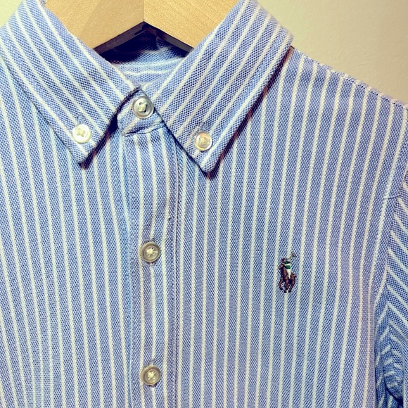 Little boy Ralph Lauren knit Oxford blue and white button down Size 3T - Picture 2 of 5